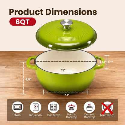 6-Quart Enameled Cast Iron Casserole for Baking and Stewing
