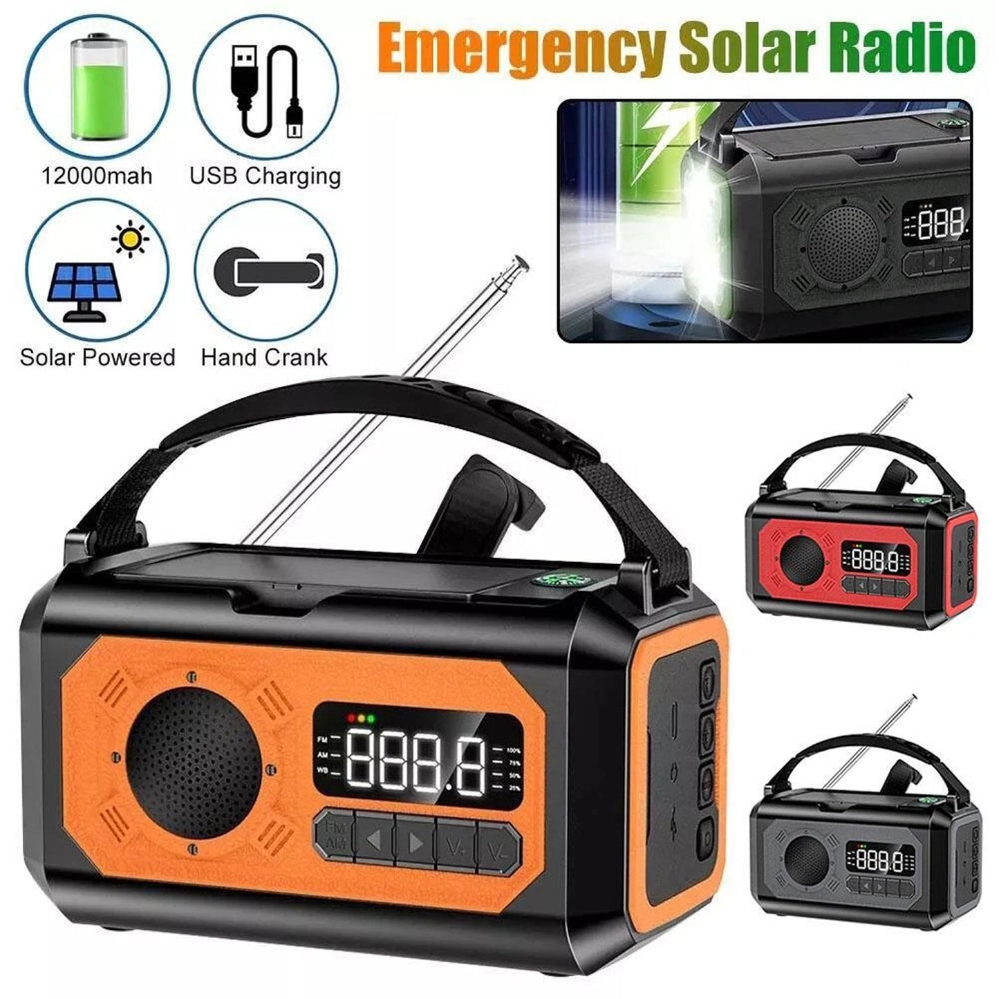 Solar and Hand Crank Emergency Weather Radio