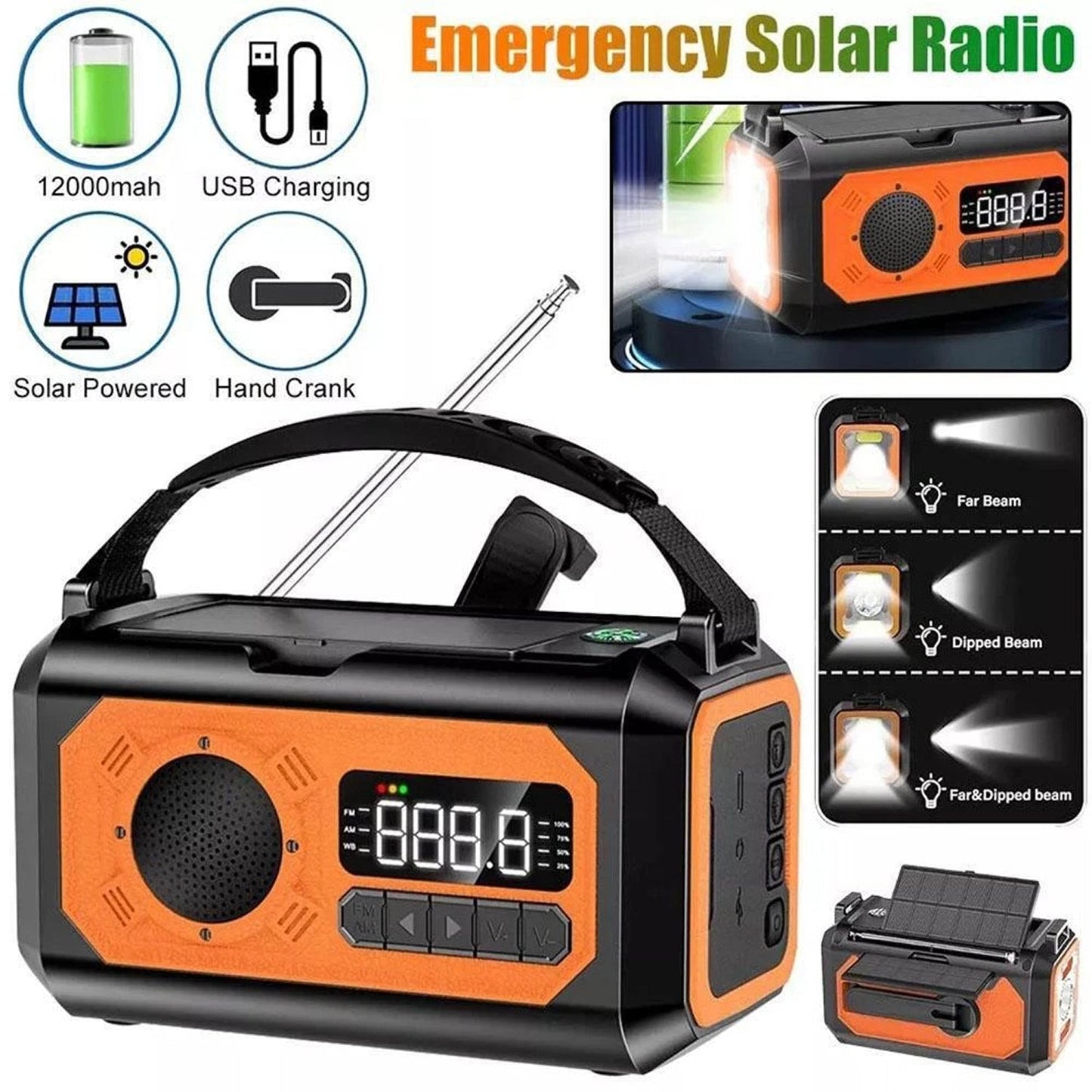 Solar and Hand Crank Emergency Weather Radio