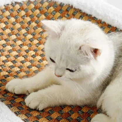 Heated Cat Lounge Bed with Scratch-Proof Sisal Center