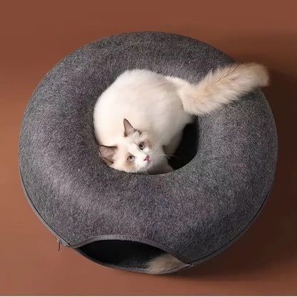 Interactive Cat Cave in Donut Shape