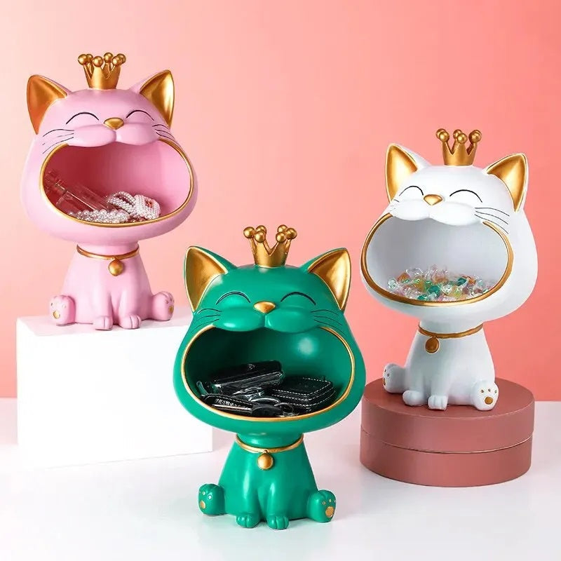 Storage Jar with Lucky Cat Figurine Design