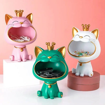 Storage Jar with Lucky Cat Figurine Design