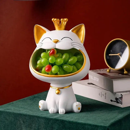 Storage Jar with Lucky Cat Figurine Design