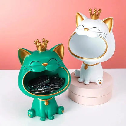 Storage Jar with Lucky Cat Figurine Design