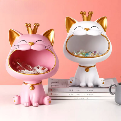 Storage Jar with Lucky Cat Figurine Design
