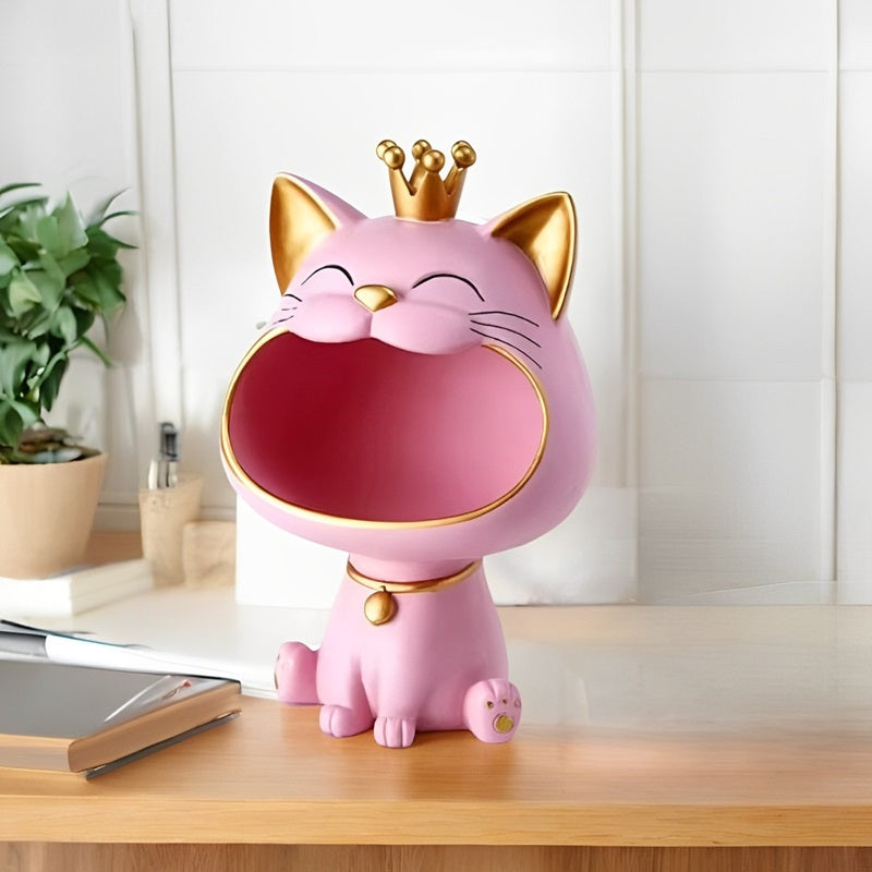 Storage Jar with Lucky Cat Figurine Design
