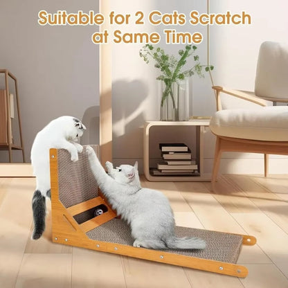 L-Shaped Cat Scratching Post with Toy Ball and Adjustable Angles