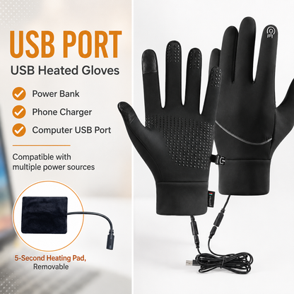 Heated Winter Gloves for Outdoor Activities and Cycling - USB Powered