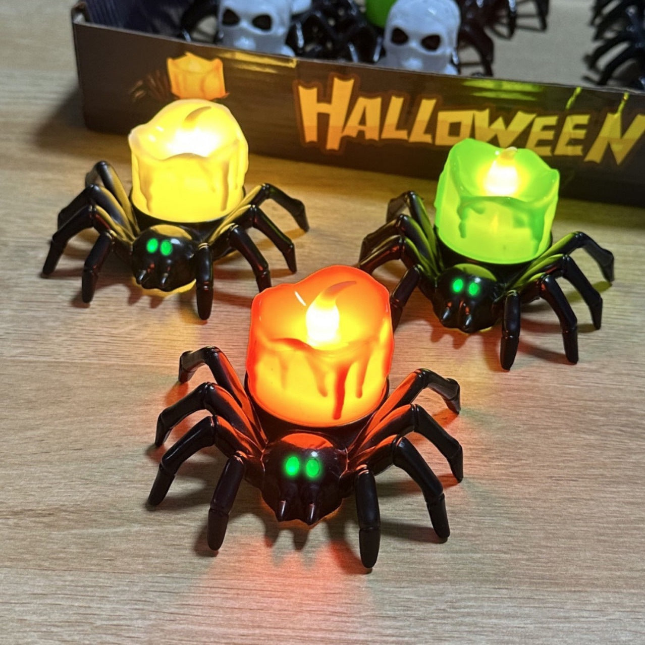 Halloween Spiderback Ornament with Candle and Eyeball Decorations