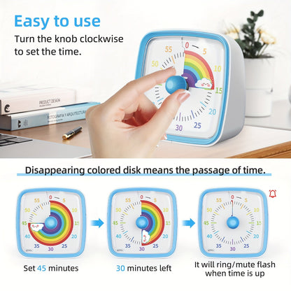 Visual Countdown Timer for 60 Minutes – Rainbow Time Management for Work, Study, and Home