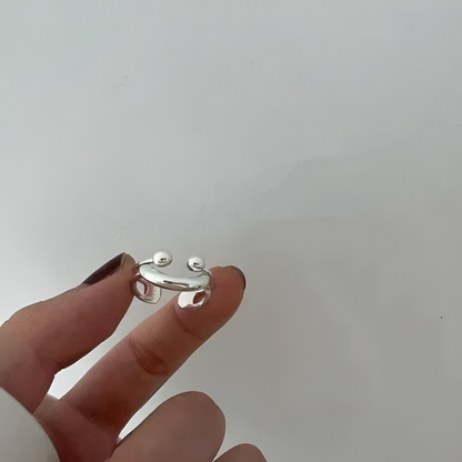 Adjustable Smiley Face Ring | Hypoallergenic | Sterling Silver Look