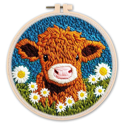 Animal-Themed Punch Needle Kit | DIY Starter Set with Yarn & Hoop | Beginner Embroidery Set