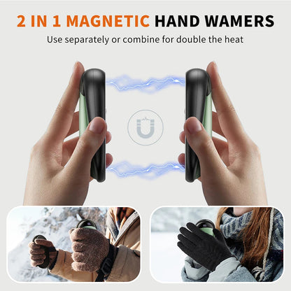 2-Pack Rechargeable Hand Warmers with Digital Display, Portable Electric Warmers