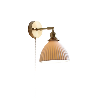 LED Wall Sconce in Ceramic for Bedroom with Pull Switch