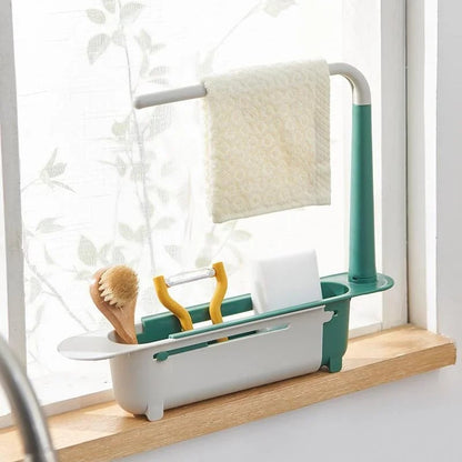 Adjustable Sink Organizer with Towel Rack | Space-Saving Design
