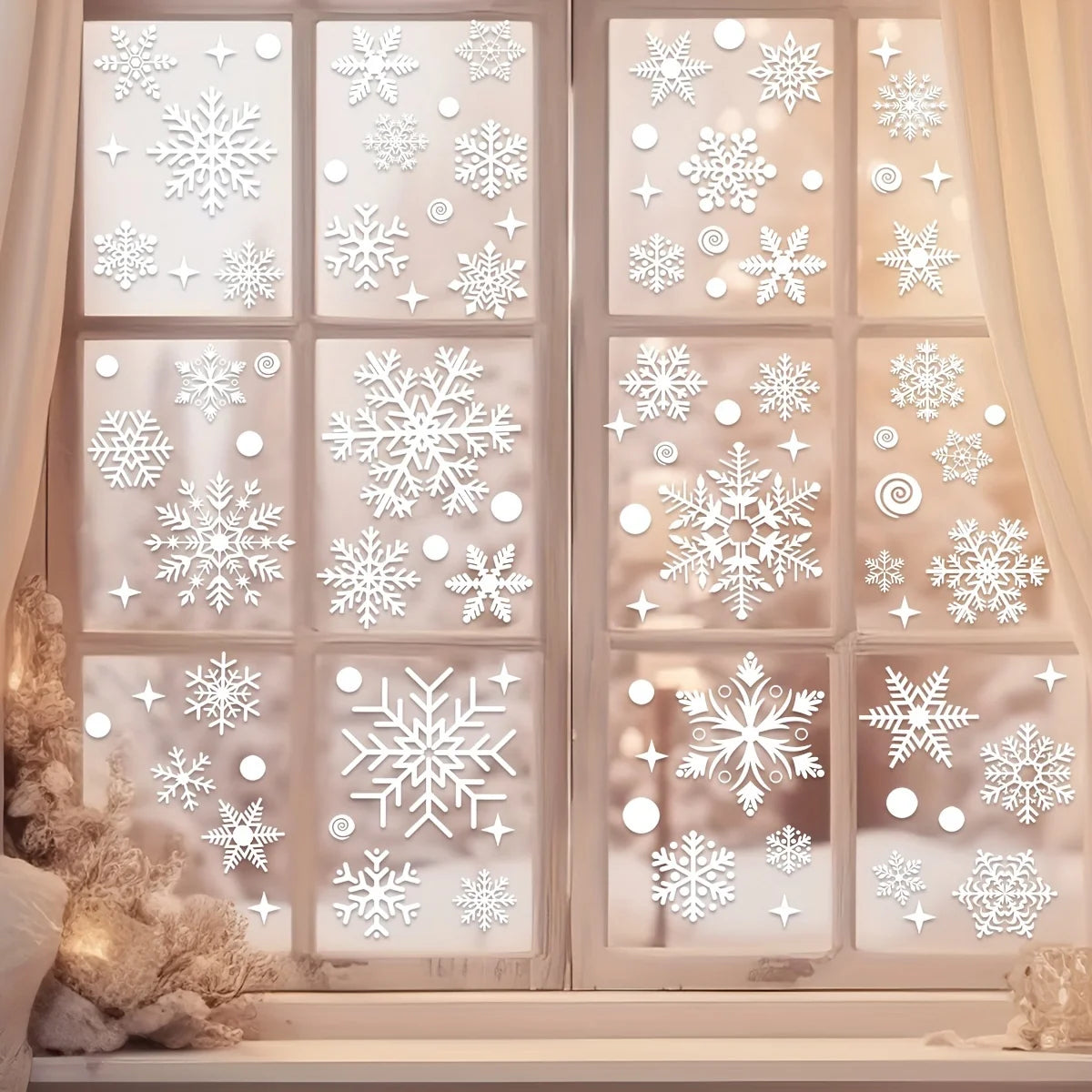 137-Piece Christmas Snowflake Window Sticker Set – Reusable PVC Decor for Winter and Holiday Glass Surfaces