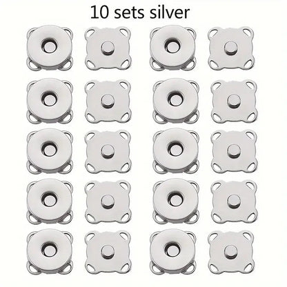 Magnetic Snap Button Set 1.4 cm | Metal Flower Design | 10 Pack for Sewing