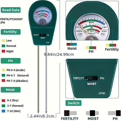 Three-in-One Soil Tester for Garden Use