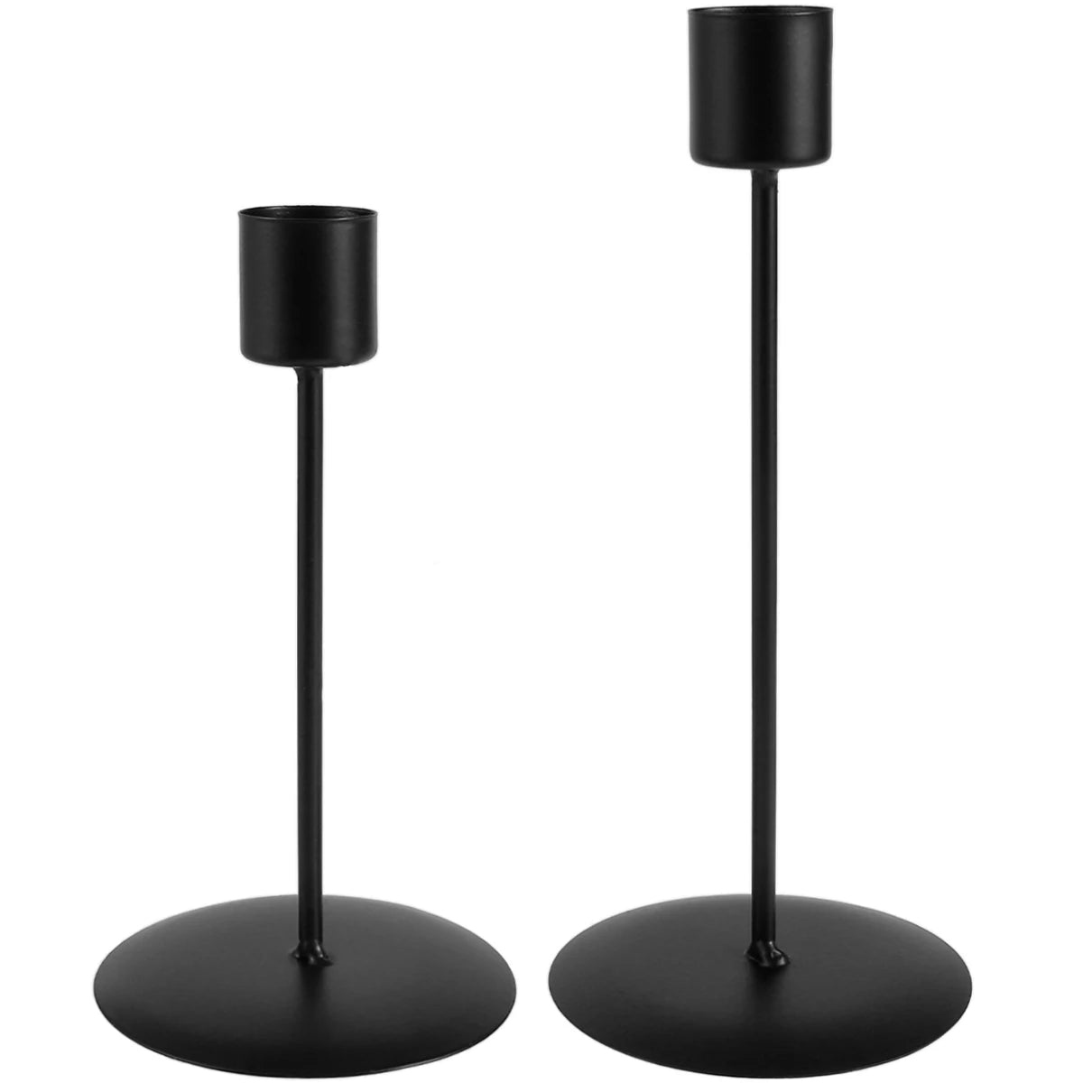 Set of 2 Black Metal Candle Holders | Elegant Table and Wedding Decor