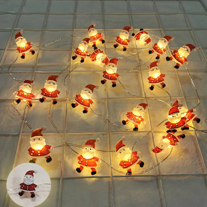 LED String Lights for Christmas Decoration with Santa & Snowman - Warm White Light for Tree, Window & Home