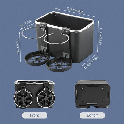 Foldable Armrest Organizer with Dual Cup Holders