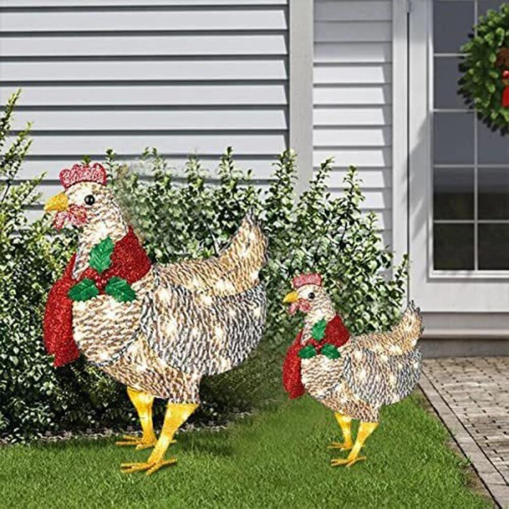 Charming Illuminated Garden Hen for Festive Decor