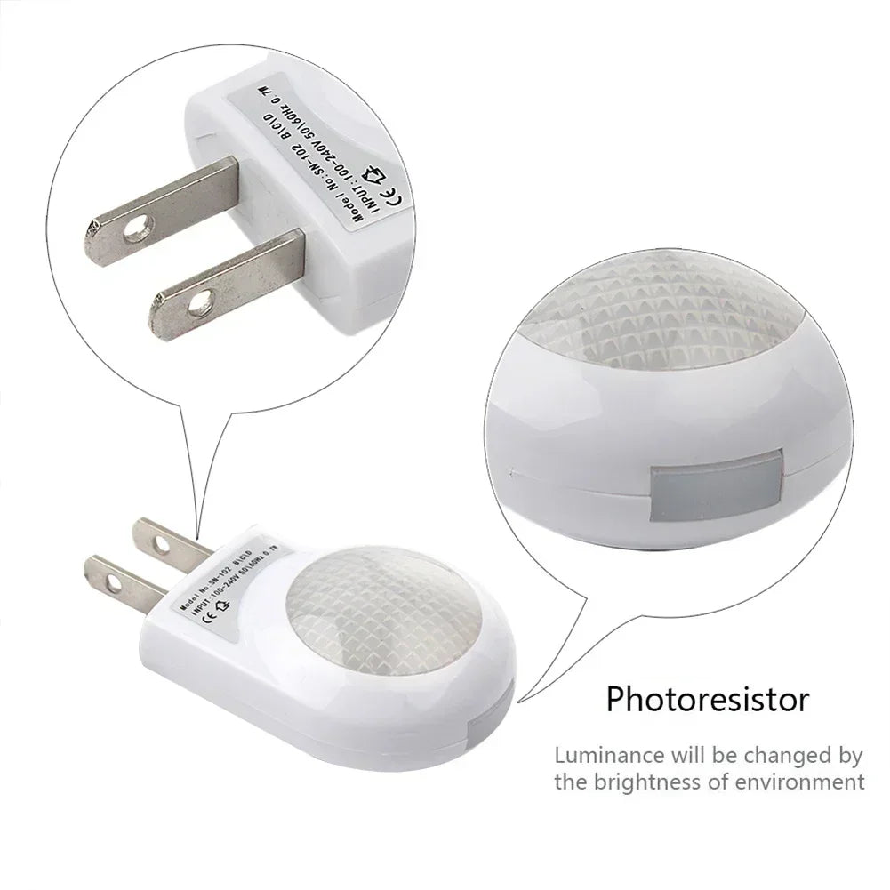 Mini Night Light with Light Sensor & EU Plug – Automatic LED Wall Lamp for Nursery & Bedroom, Soft Warm Light