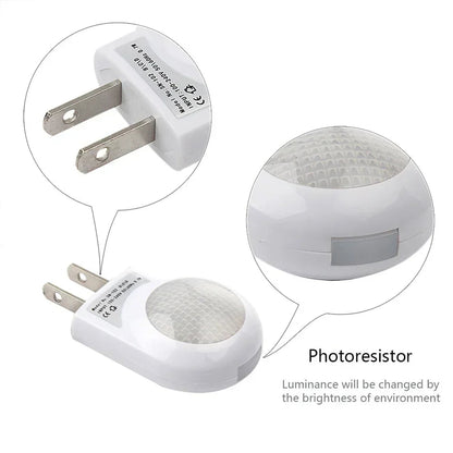 Mini Night Light with Light Sensor & EU Plug – Automatic LED Wall Lamp for Nursery & Bedroom, Soft Warm Light