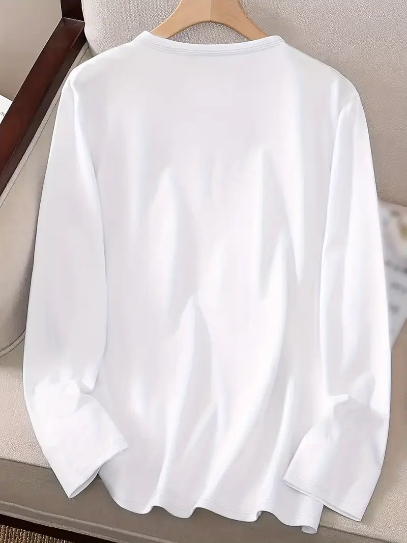 3-Piece Long Sleeve Casual T-Shirt Set, Solid Color, Knit Polyester, Regular Fit for Spring and Autumn