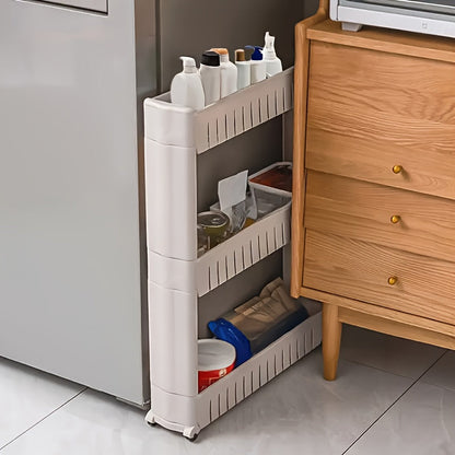 Slim Storage Trolley with Wheels | 3-Tier | Narrow & Convenient | For Bathroom, Kitchen & Home