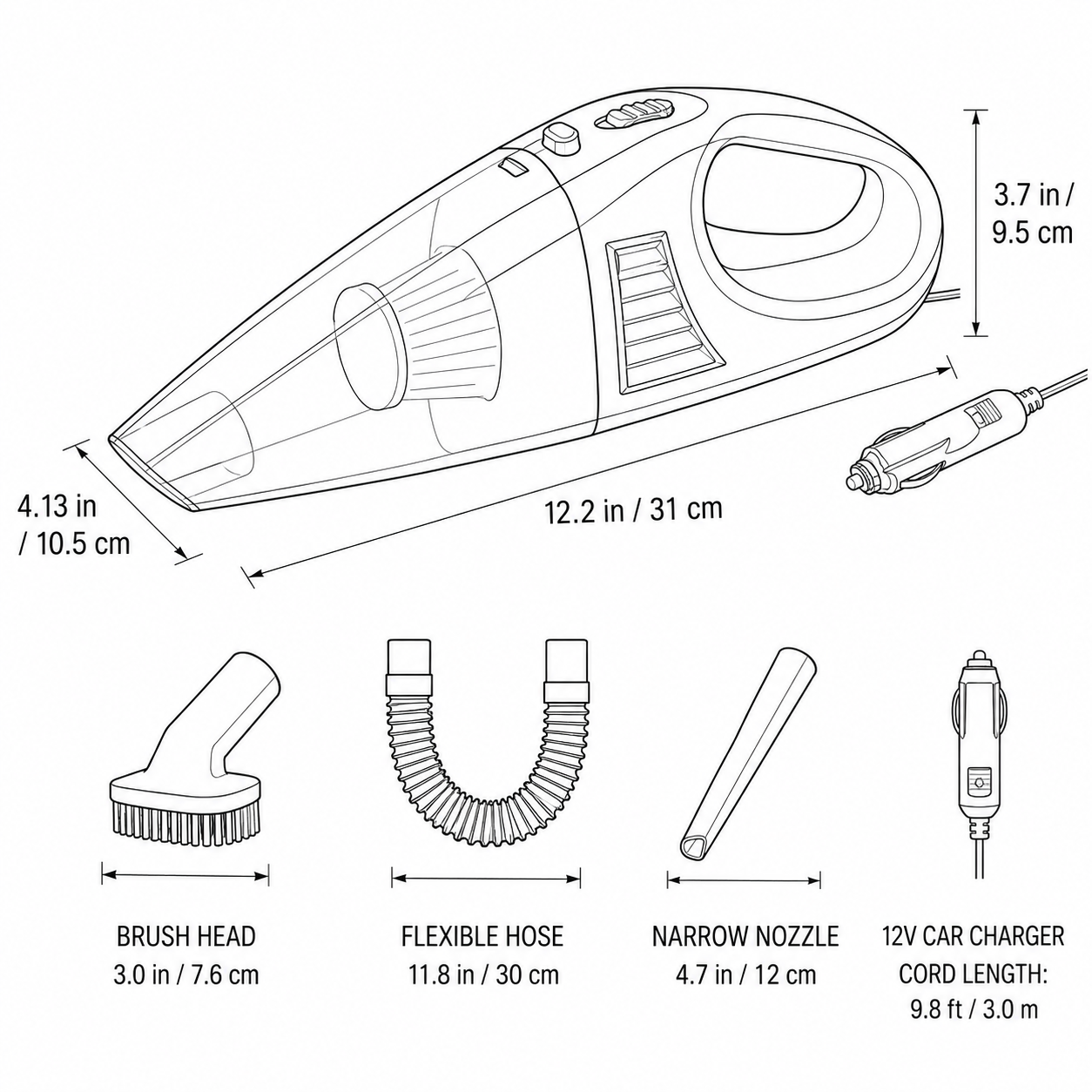 Compact Car Vacuum Cleaner 12V – High Suction Power