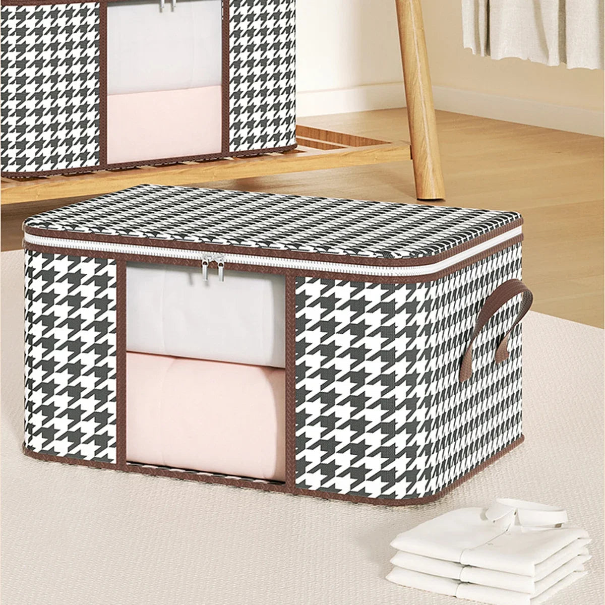 Foldable Clothing Storage Box | Dustproof Comforter Organizer with Handles | 60 × 40 × 30 cm