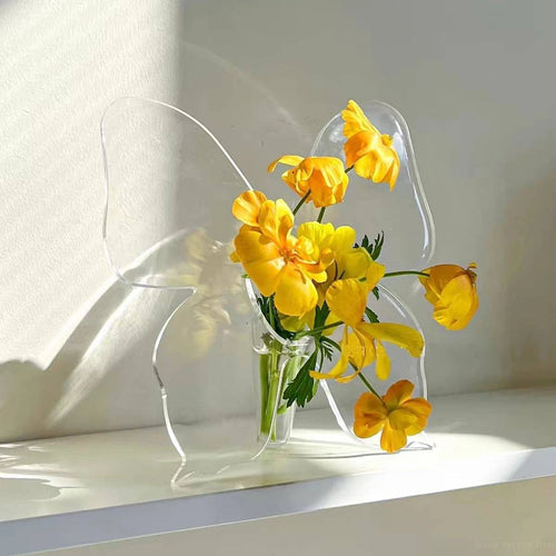 Transparent Butterfly Vase | Decorative Table Vase | Modern Design | Plastic