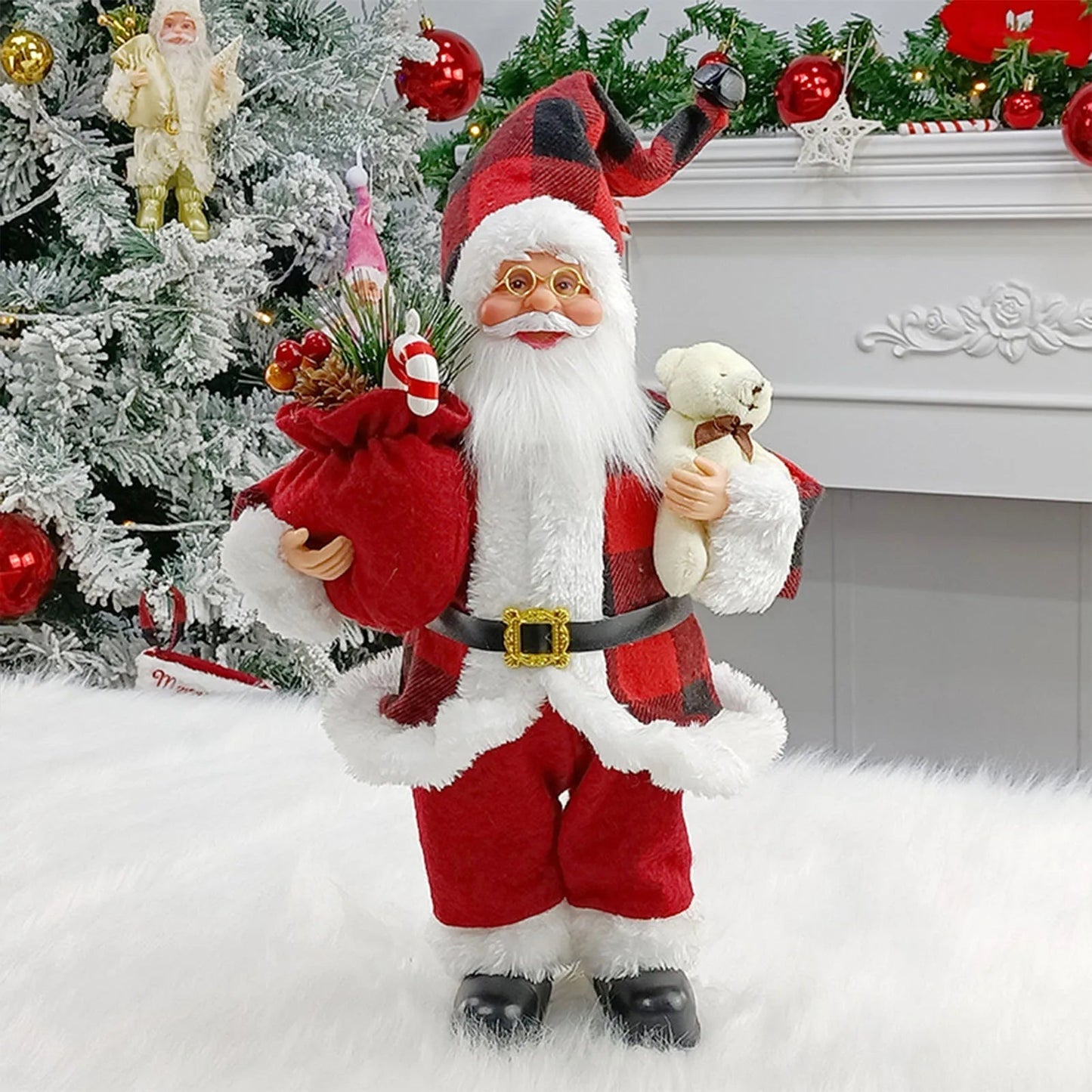Christmas Figure MerryClaus | Santa Claus Sitting & Standing | 30 cm Decoration for Mantel, Table & Tree Ornaments