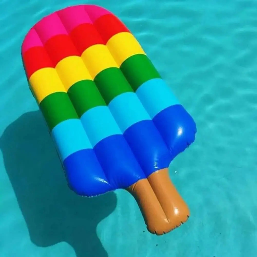Inflatable Ice Cream Cone Pool Float – Colorful Rainbow Lounger for Water Fun