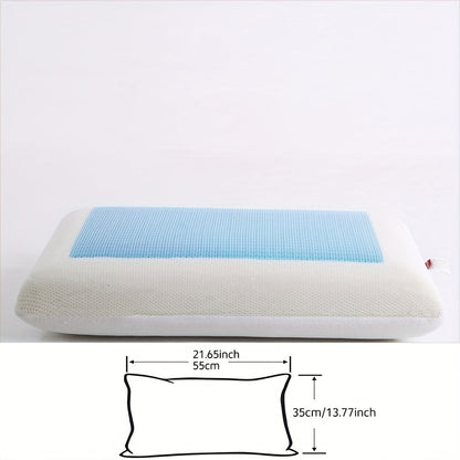 Ergonomic Memory Foam Pillow with Cooling Gel Core and Breathable Mesh - 1pc for Neck and Back Support