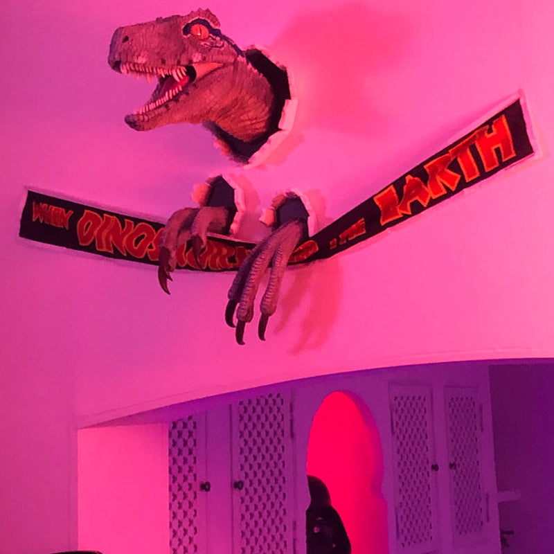 Wall Decor Featuring Bursting Velociraptor Design