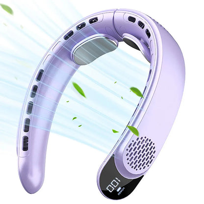 Portable Neck Fan with 4-Speed Turbo Airflow | Rechargeable 4000mAh Battery | Bladeless Design with LED Display
