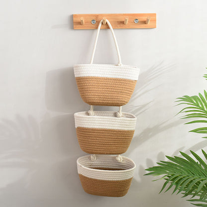 Cotton Wall Shelf Organizer - 3-Tier, Space-Saving, Cream Beige