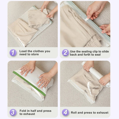Travel Compression Bag Set | Rolling Vacuum Bags Without Pump | 2-Pack Space-Saving Luggage Organizer