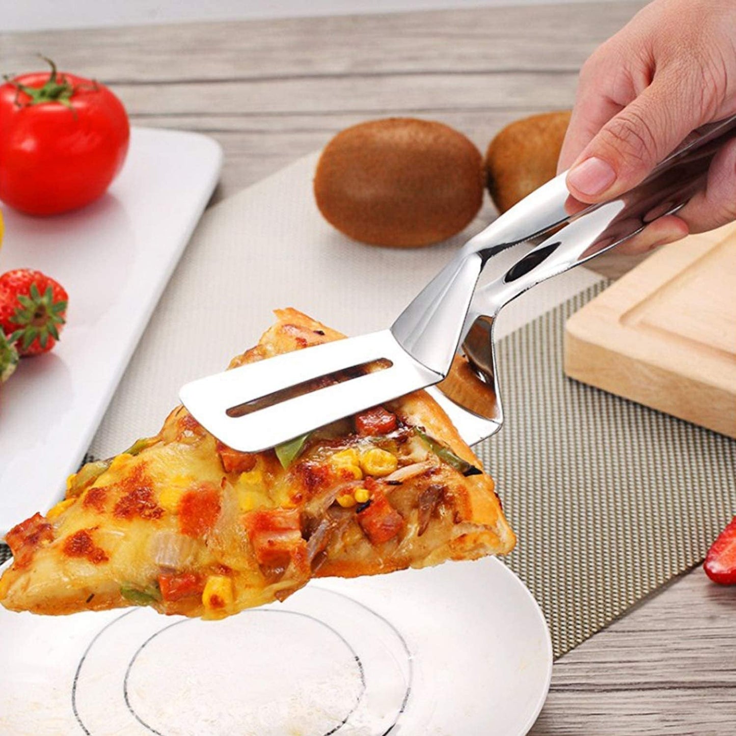 Versatile Stainless Steel Tongs with Spatula | 2-in-1 Kitchen Tool