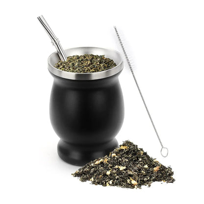 230 ml Stainless Steel Mate Cup | Double-Walled Insulation | Includes Spoon and Brush Set