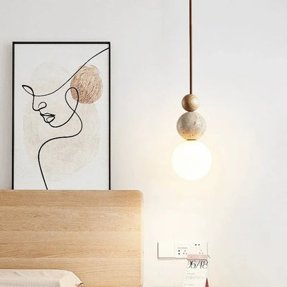 Elegant Sphere Pendant Light with Frosted Glass & Natural Accents