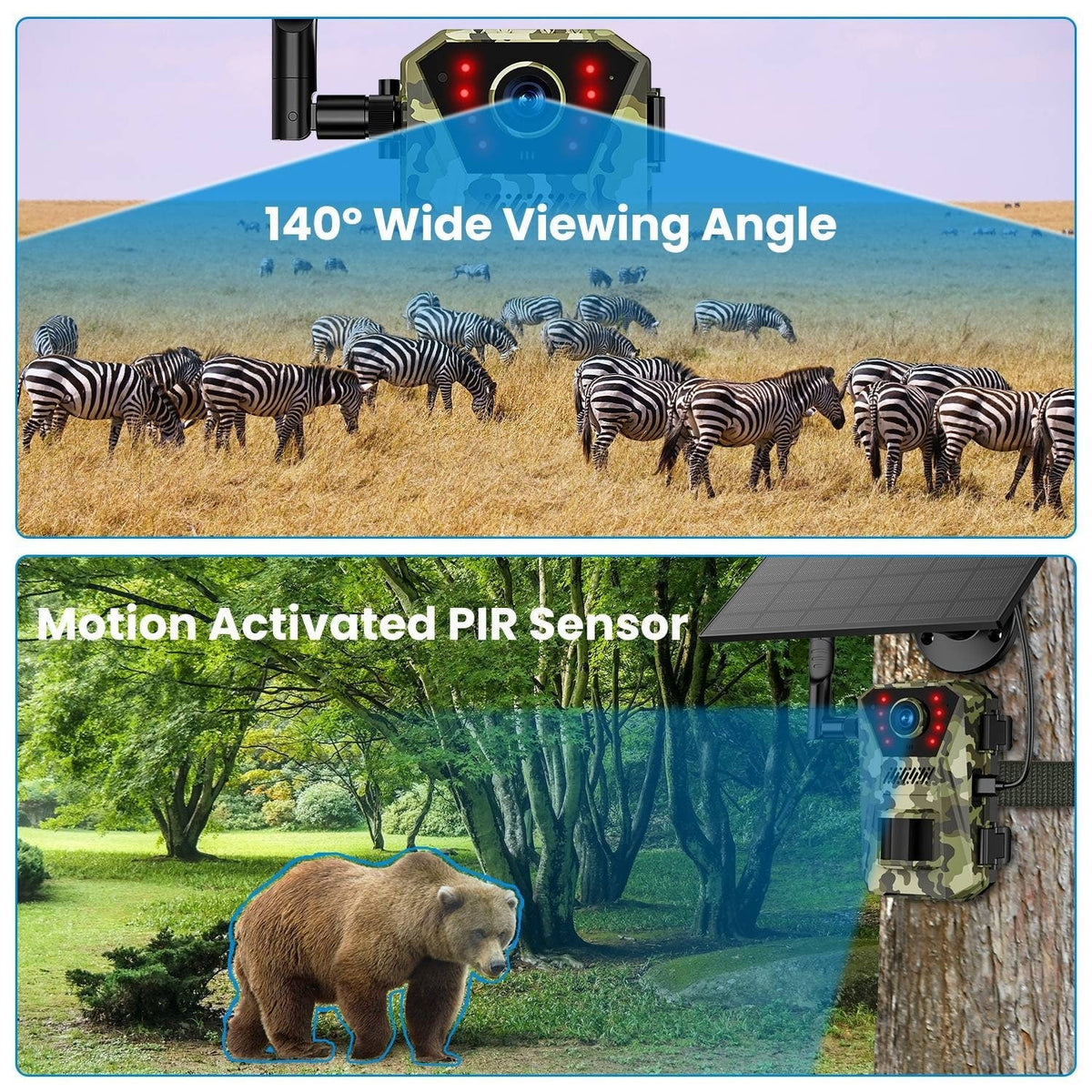 Solar-Powered Wildlife Surveillance Camera with 4K Vision