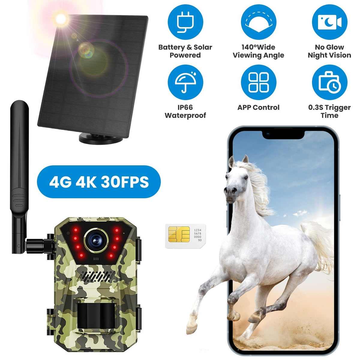 Solar-Powered Wildlife Surveillance Camera with 4K Vision
