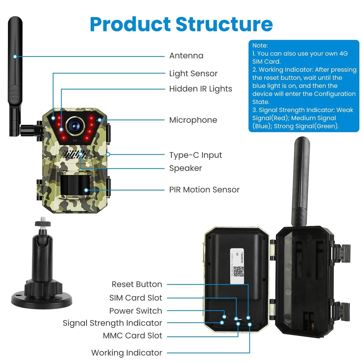 Solar-Powered Wildlife Surveillance Camera with 4K Vision