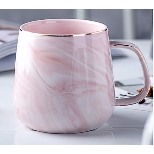 Elegant Marble-Designed Coffee Cup with Gold Accents - 8 Oz