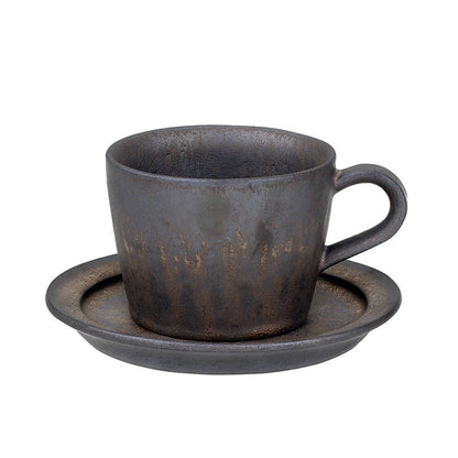 Artisan Stoneware Iced Coffee Mug with Matching Saucer