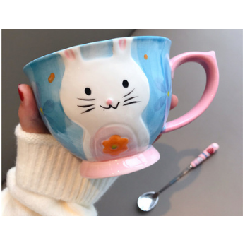 Stylish Ceramic Soup Bowl with Stainless Steel Spoon for Travel